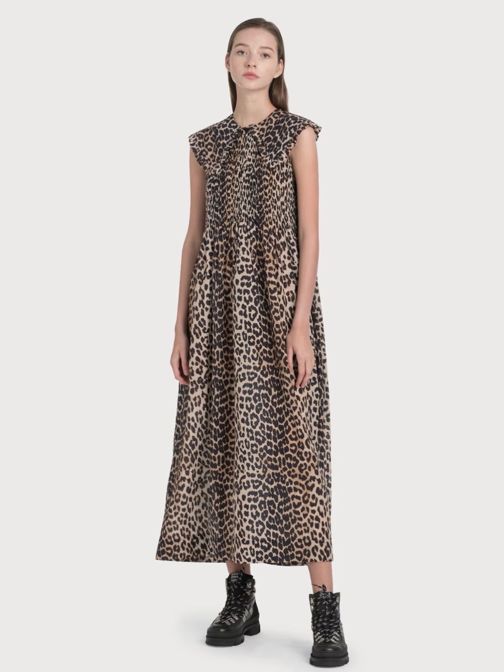 Ganni Leopard-Print Smock Dress